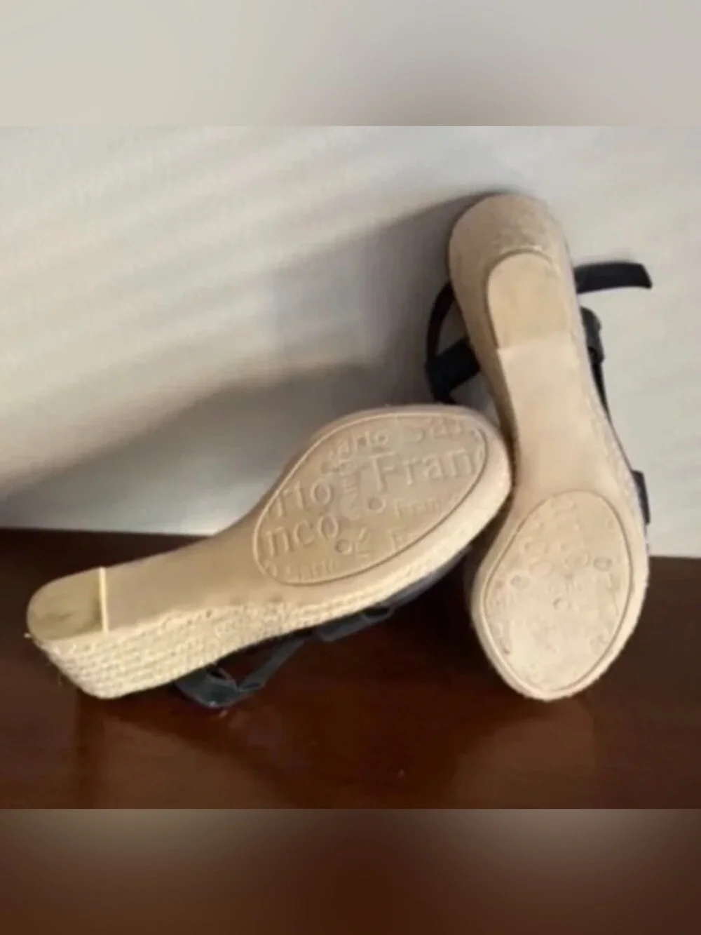 Franco Sarto Black Leather Espadrille Sandals | Size 7 1/2